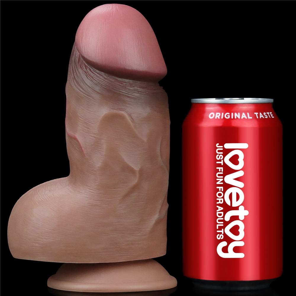 LOVETOY - 7" DUAL-LAYERED SILICONE NATURE COCK BROWN