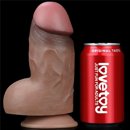 LOVETOY - 7" DUAL-LAYERED SILICONE NATURE COCK BROWN