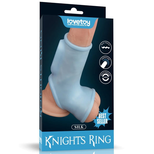 LOVETOY - VIBRATING SILK KNIGHTS RING WITH SCROTUM SLEEVE BLUE_B15O50_1