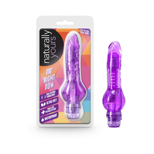 BLUSH - NATURALLY YOURS MR. RIGHT NOW 6.5 IN. VIBRATING DILDO PURPLE