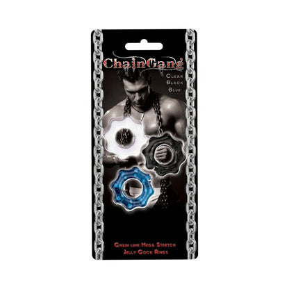 HOTT PRODUCTS - CHAIN GANG COCKRINGS 3PK (CLR,BLUE,BLK)