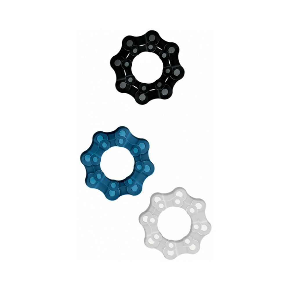 HOTT PRODUCTS - CHAIN GANG COCKRINGS 3PK (CLR,BLUE,BLK)