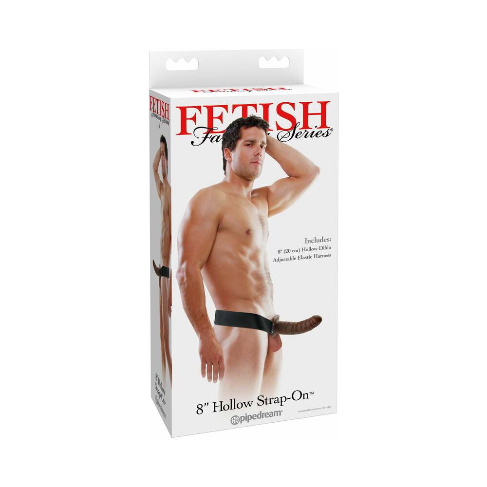 FETISH FANTASY SERIES 8 IN. HOLLOW STRAP-ON BROWN/BLACK