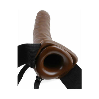 FETISH FANTASY SERIES 8 IN. VIBRATING HOLLOW STRAP-ON BROWN/BLACK