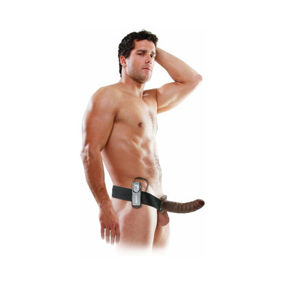 PIPEDREAM - FETISH FANTASY SERIES 8 IN. VIBRATING HOLLOW STRAP-ON BROWN/BLACK