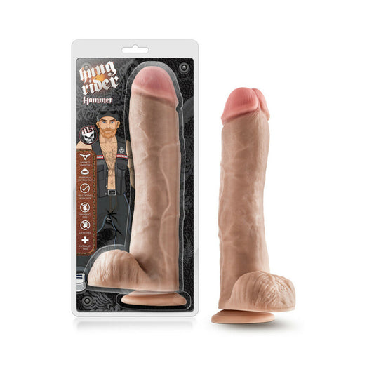 HUNG RIDER HAMMER REALISTIC 11.5 IN. DILDO WITH BALLS BEIGE