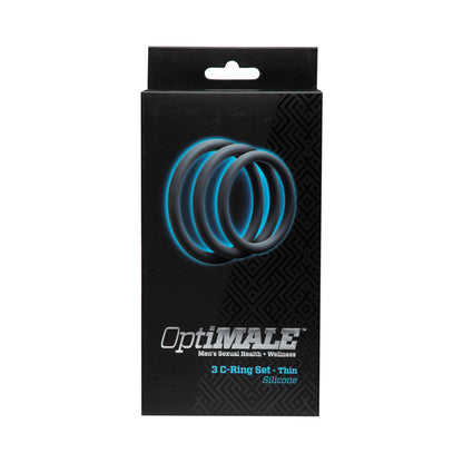 DOC JOHNSON - OPTIMALE  JUEGO DE 3 ANILLOS EN C  GRIS PIZARRA DELGADO