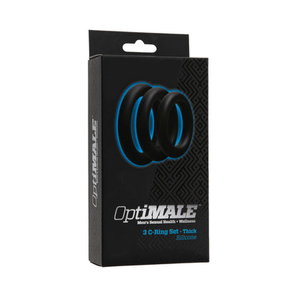 DOC JOHNSON - OPTIMALE  JUEGO DE 3 ANILLOS EN C  GRUESO NEGRO