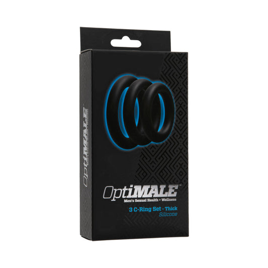 DOC JOHNSON - OPTIMALE  JUEGO DE 3 ANILLOS EN C  GRUESO NEGRO