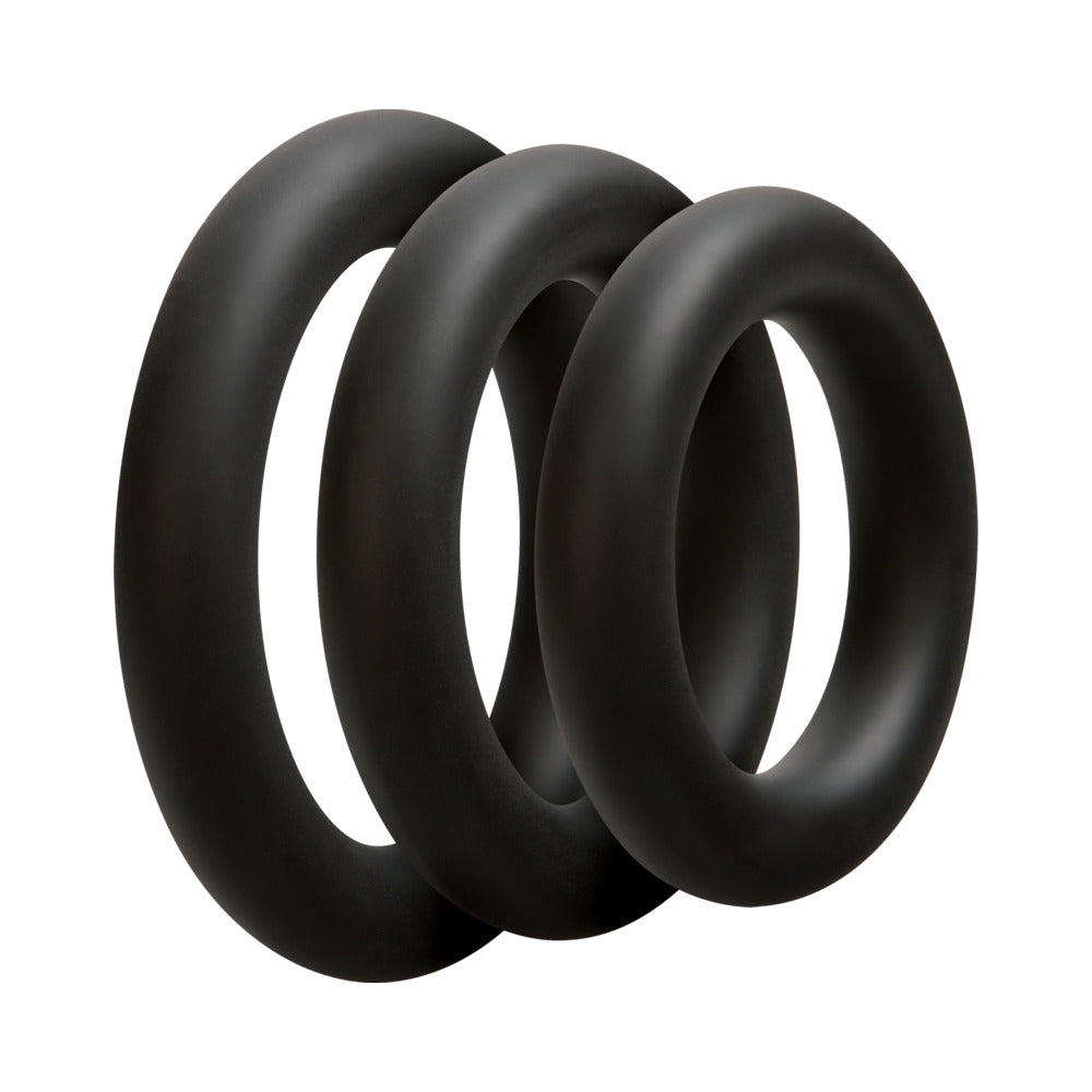 DOC JOHNSON - OPTIMALE  JUEGO DE 3 ANILLOS EN C  GRUESO NEGRO