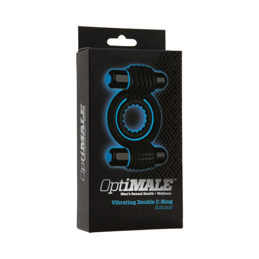 DOC JOHNSON - OPTIMALE  VIBRATING DOUBLE C-RING BLACK