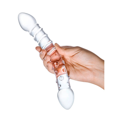 GLAS 10 IN. DOUBLE TROUBLE GLASS DILDO