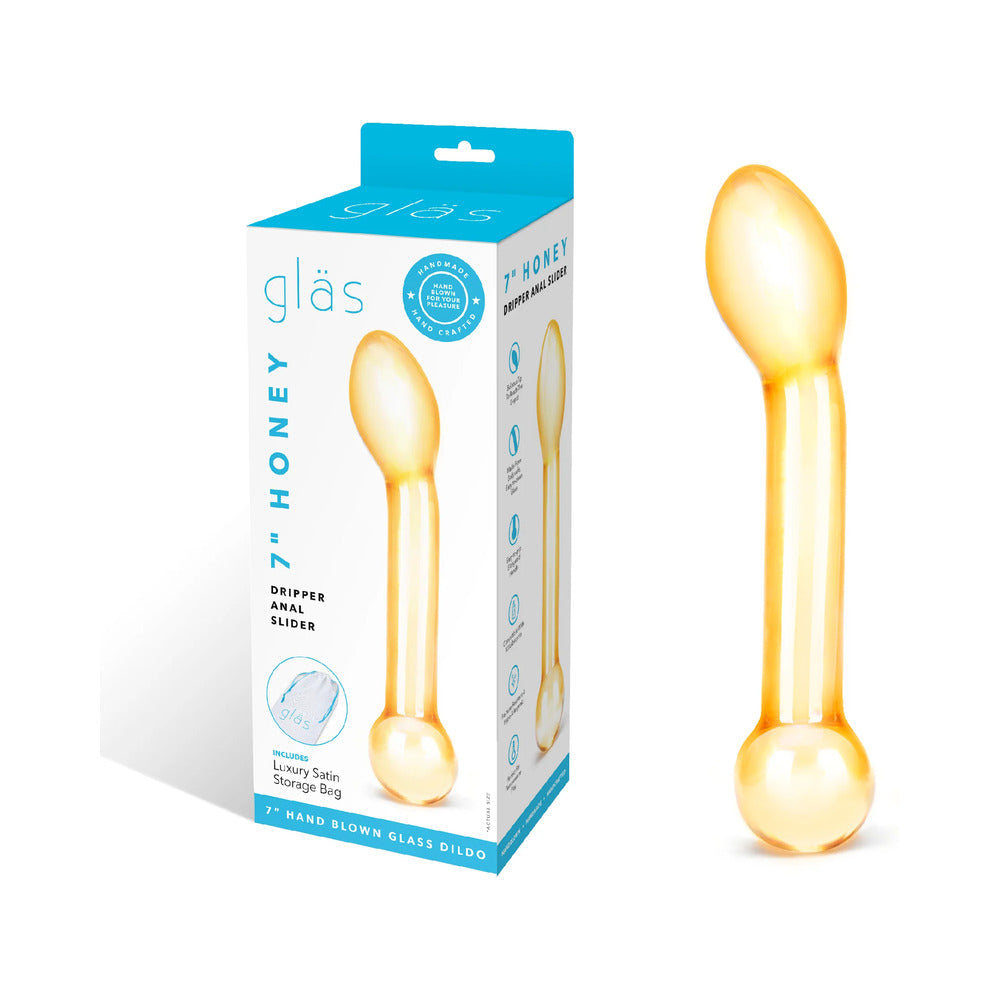 ELECTRIC EEL - GLAS 7 IN. HONEY DRIPPER ANAL SLIDER PROSTATE STIMULATING GLASS DILDO