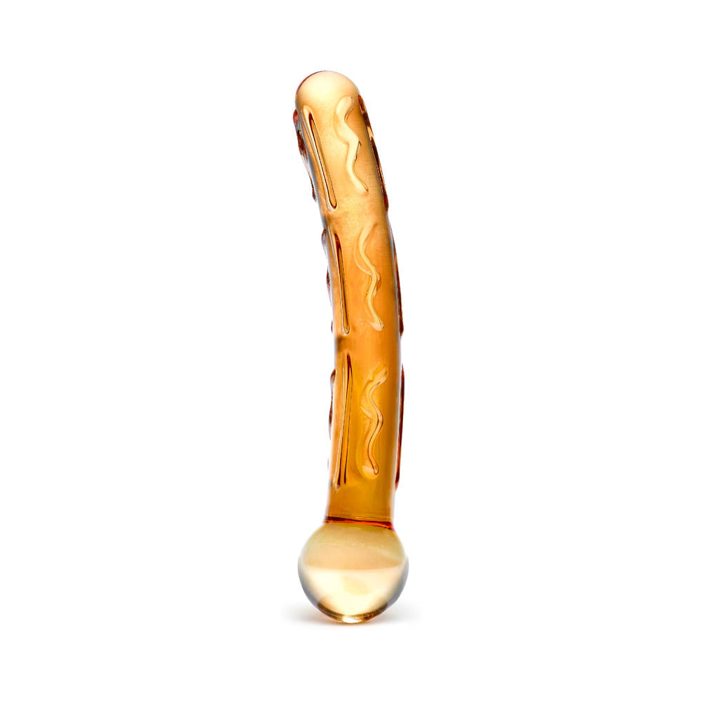 GLAS 7.5 IN. ORANGE TICKLER GLASS DILDO