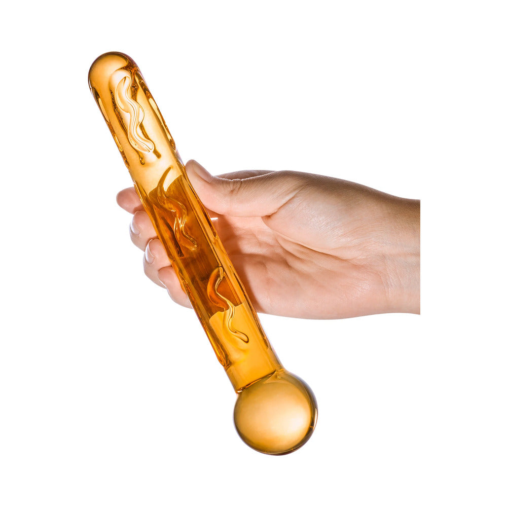 GLAS 7.5 IN. ORANGE TICKLER GLASS DILDO
