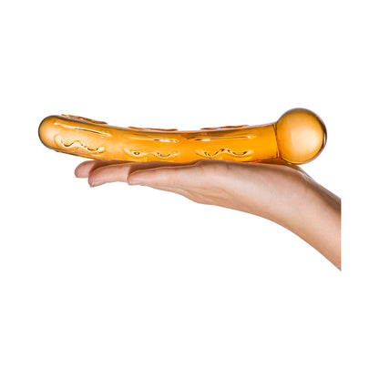 GLAS 7.5 IN. ORANGE TICKLER GLASS DILDO