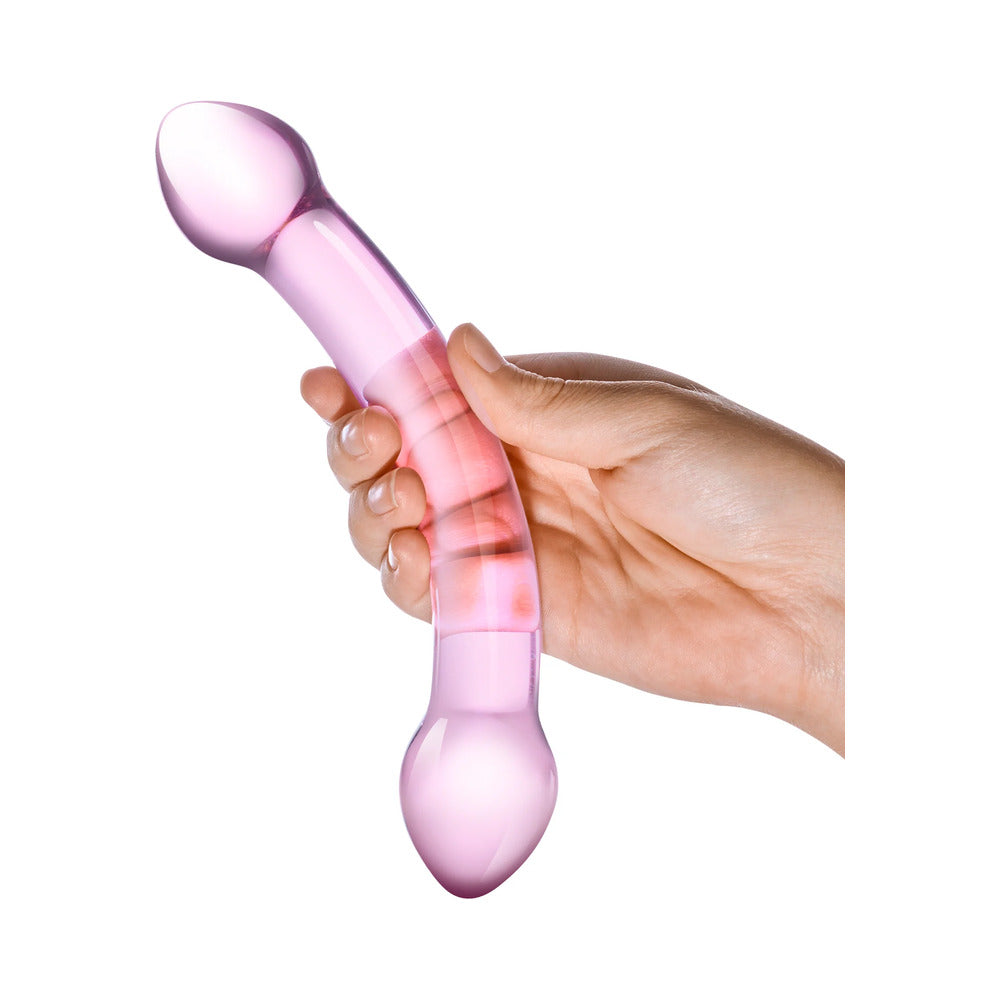 GLAS 7.25 IN. DOUBLE TROUBLE PURPLE GLASS DILDO