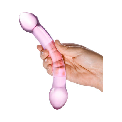 GLAS 7.25 IN. DOUBLE TROUBLE PURPLE GLASS DILDO