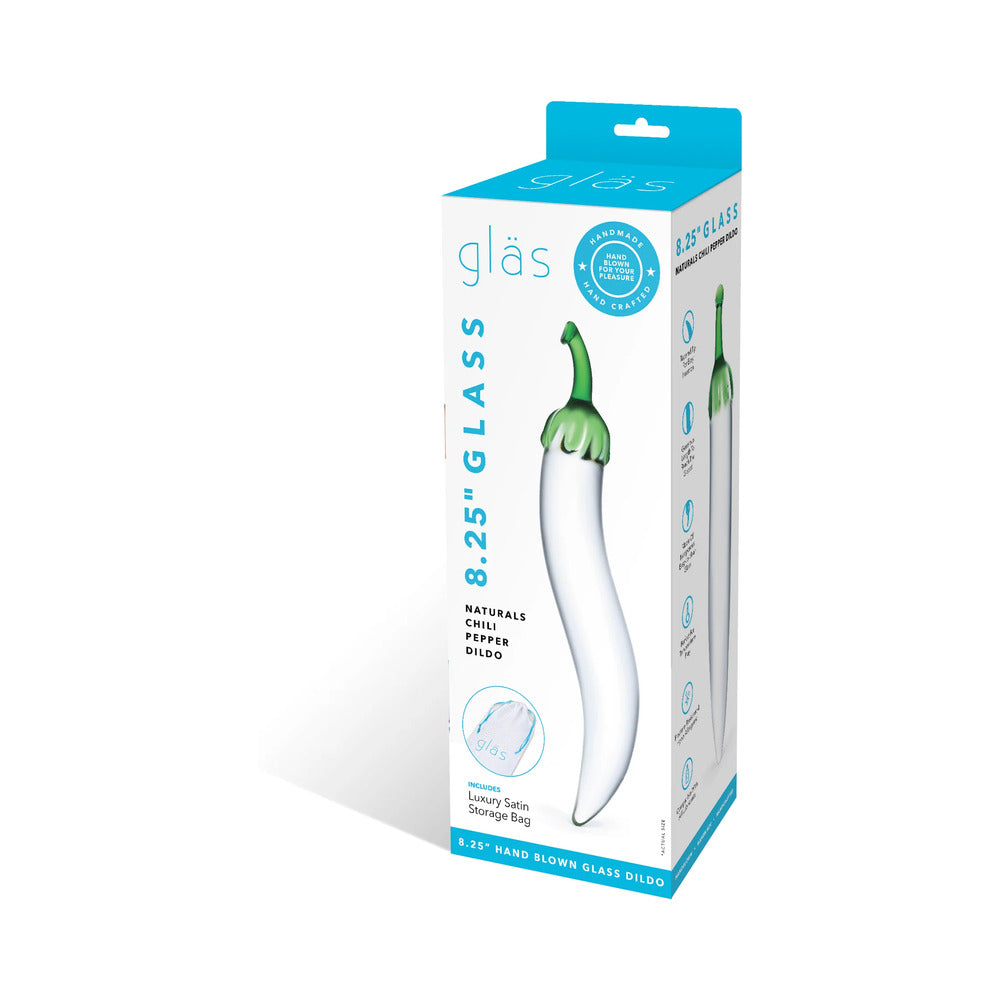 GLAS 8.25 IN. GLASS NATURALS CHILI PEPPER DILDO