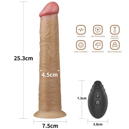 LOVETOY - 10'' DUAL LAYERED PLATINUM SILICONE ROTATOR