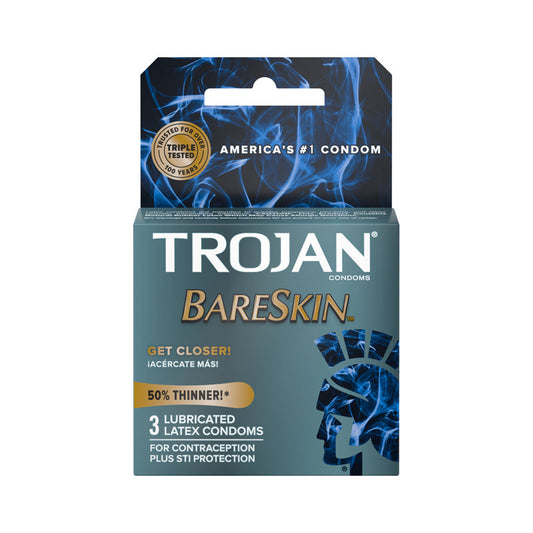 PARADISE MARKETING - TROJAN BARESKIN THINNER LATEX CONDOMS (3 PACK)