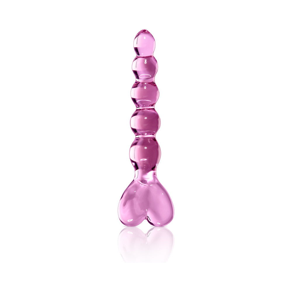 ICICLES NO. 43 GLASS MASSAGER WITH HEART-SHAPED HANDLE PINK