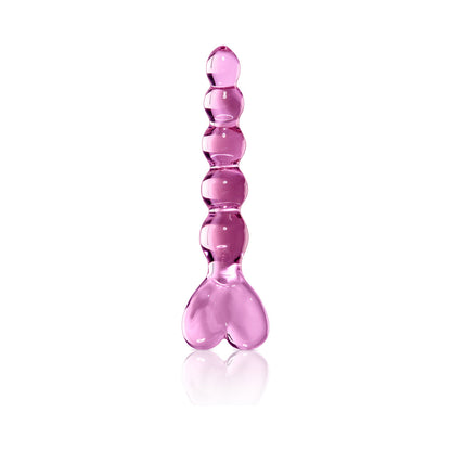 ICICLES NO. 43 GLASS MASSAGER WITH HEART-SHAPED HANDLE PINK