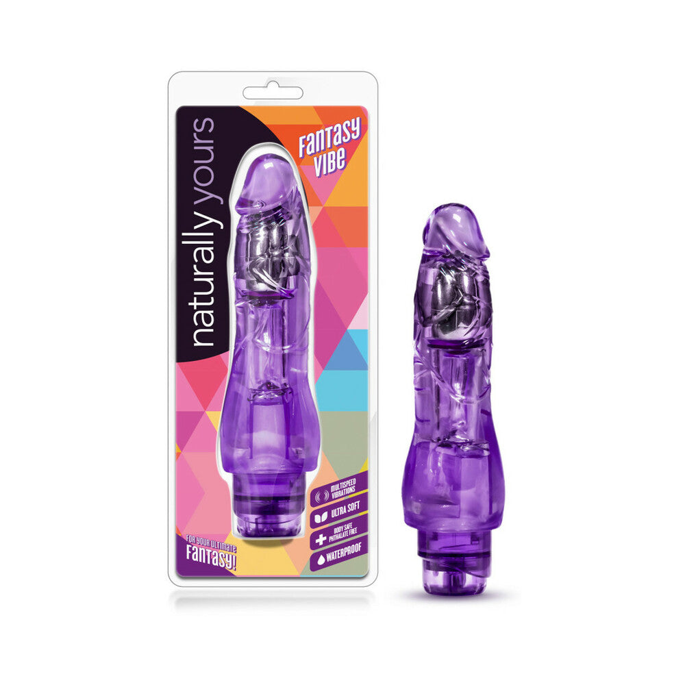 NATURALLY YOURS FANTASY VIBE REALISTIC 8.5 IN. VIBRATING DILDO PURPLE