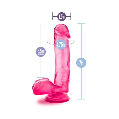 B YOURS SWEET ''N HARD 1 REALISTIC 7 IN. DILDO WITH BALLS PINK