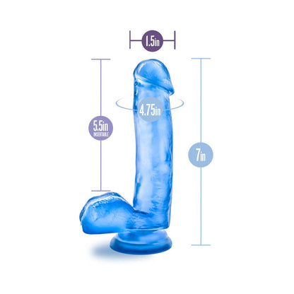 B YOURS SWEET ''N HARD 1 REALISTIC 7 IN. DILDO WITH BALLS BLUE