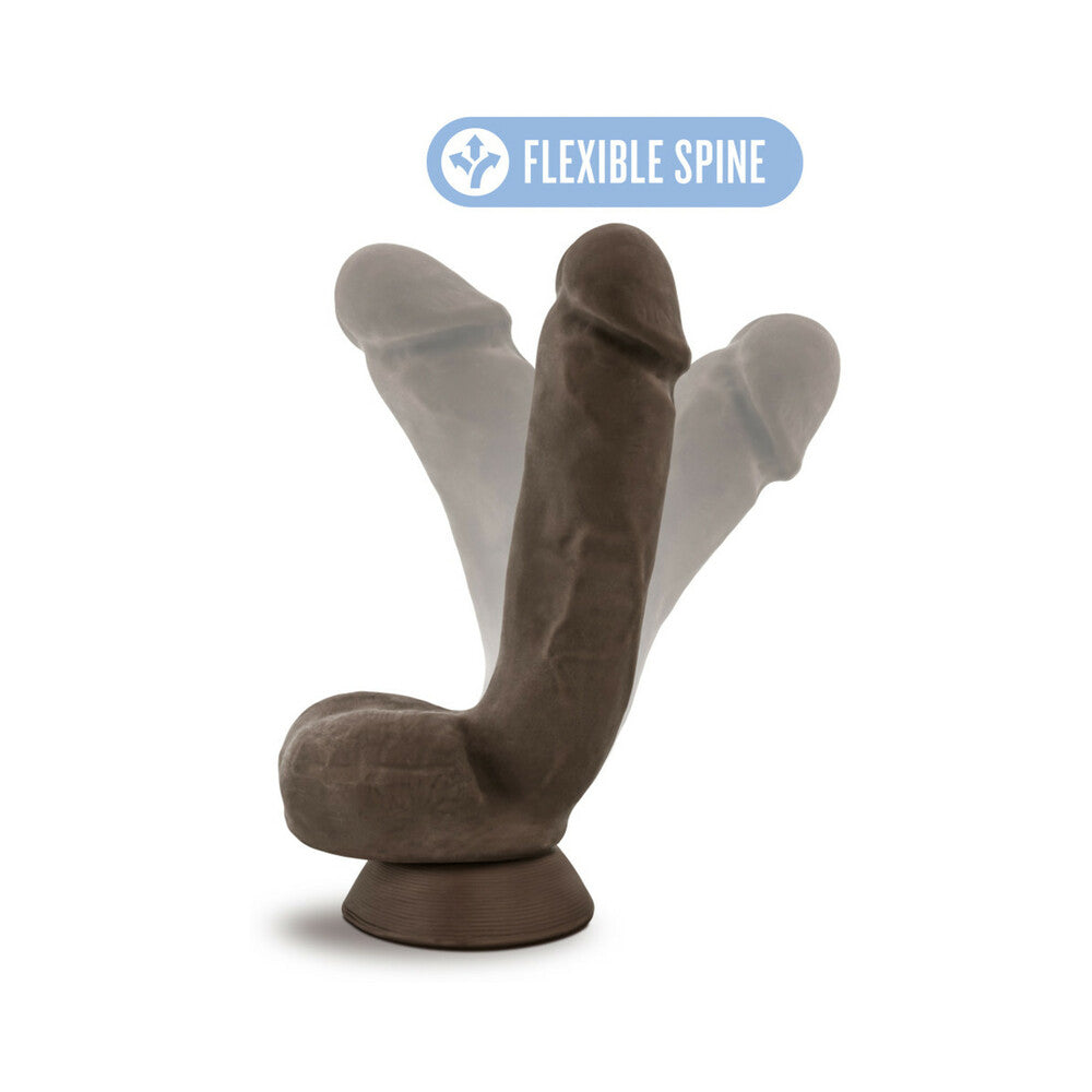 AU NATUREL JEROME 8.5 IN. POSABLE DUAL DENSITY DILDO WITH BALLS BROWN
