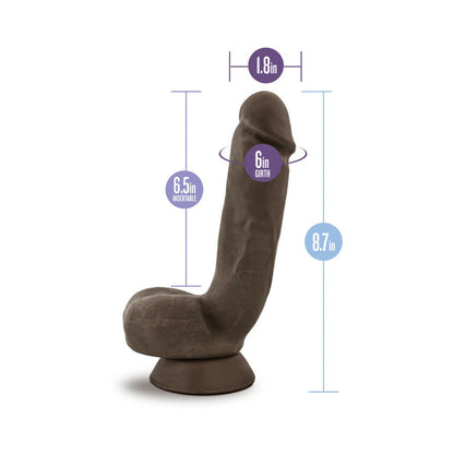 AU NATUREL JEROME 8.5 IN. POSABLE DUAL DENSITY DILDO WITH BALLS BROWN