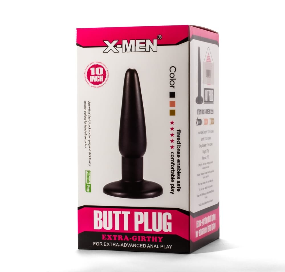 X-MEN - X-MEN 10" EXTRA GIRTHY BUTT PLUG BLACK I_B0O50_1