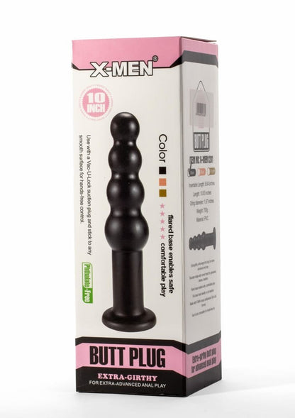 X-MEN - X-MEN 10" EXTRA GIRTHY BUTT PLUG BLACK II