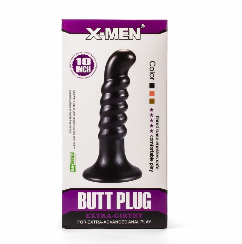 X-MEN - X-MEN 10" EXTRA GIRTHY BUTT PLUG BLACK IV
