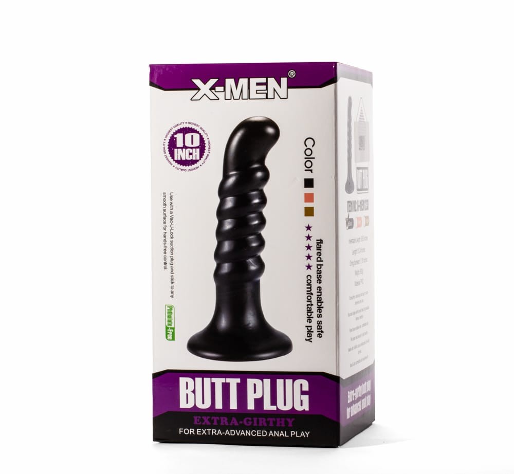 X-MEN - X-MEN 10" EXTRA GIRTHY BUTT PLUG BLACK IV