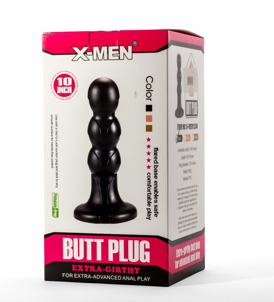X-MEN - X-MEN 10" EXTRA GIRTHY BUTT PLUG BLACK V