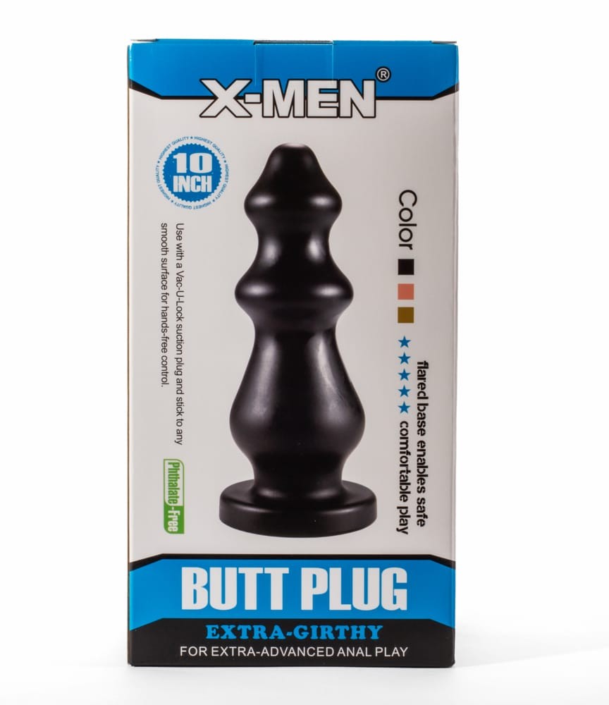 X-MEN - X-MEN 10" EXTRA GIRTHY BUTT PLUG BLACK VI
