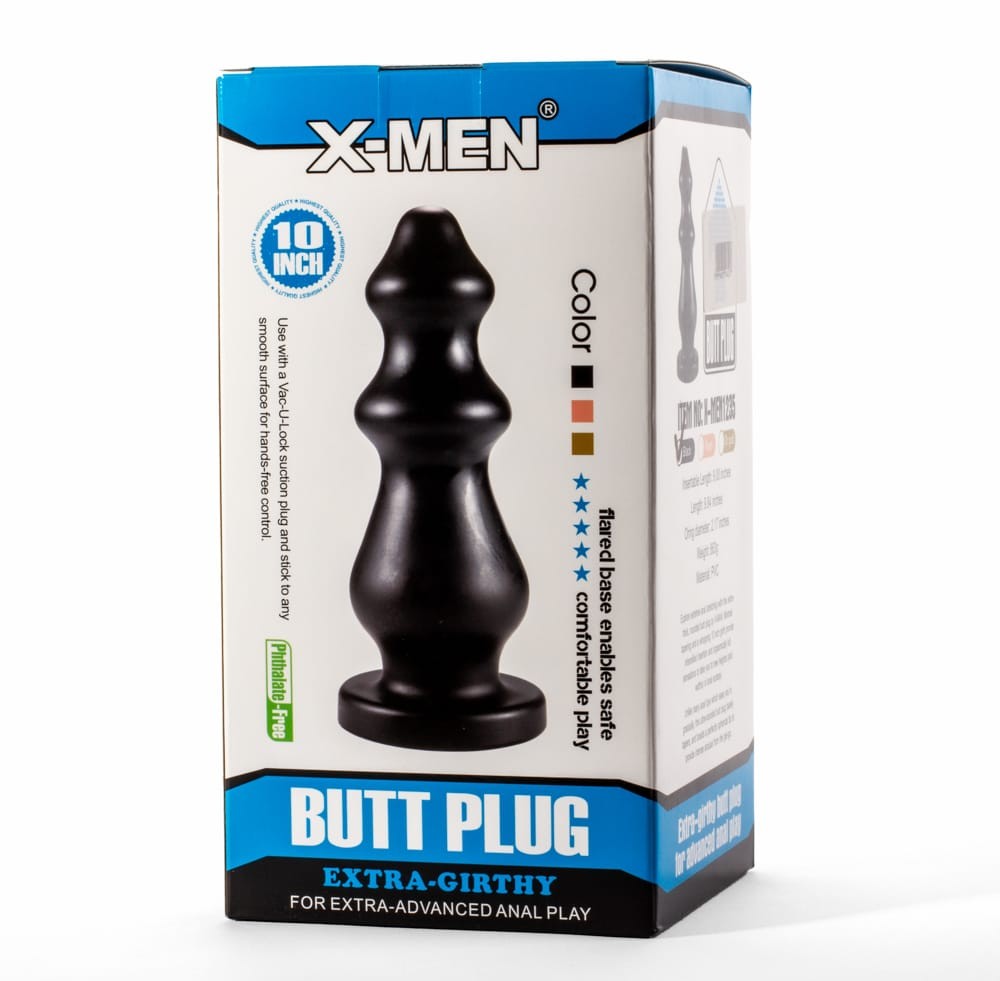 X-MEN - X-MEN 10" EXTRA GIRTHY BUTT PLUG BLACK VI