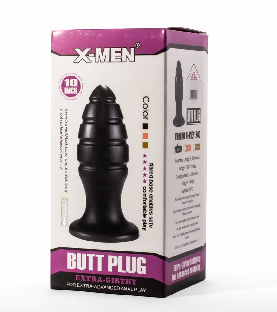 X-MEN - X-MEN 10" EXTRA GIRTHY BUTT PLUG BLACK VIII