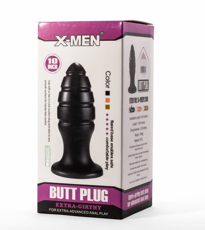 X-MEN - X-MEN 10" EXTRA GIRTHY BUTT PLUG BLACK VIII