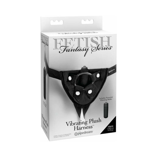 PIPEDREAM - FETISH FANTASY SERIES ADJUSTABLE VIBRATING PLUSH HARNESS BLACK