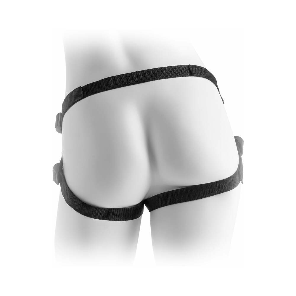 FETISH FANTASY SERIES ADJUSTABLE VIBRATING PLUSH HARNESS BLACK