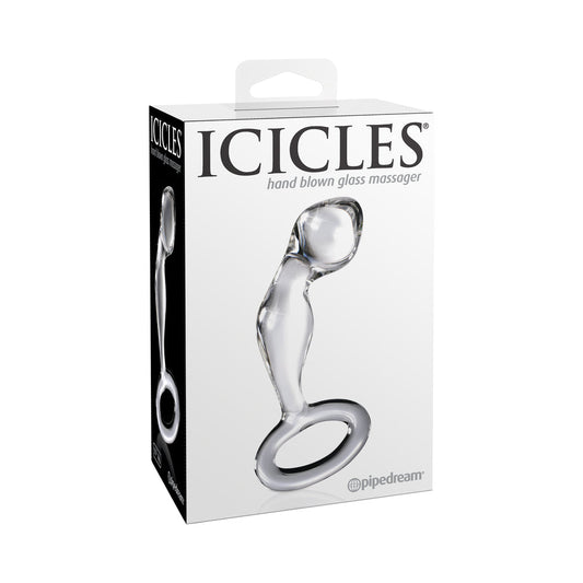 ICICLES NO. 46 GLASS PROSTATE MASSAGER 3.5 IN. CLEAR