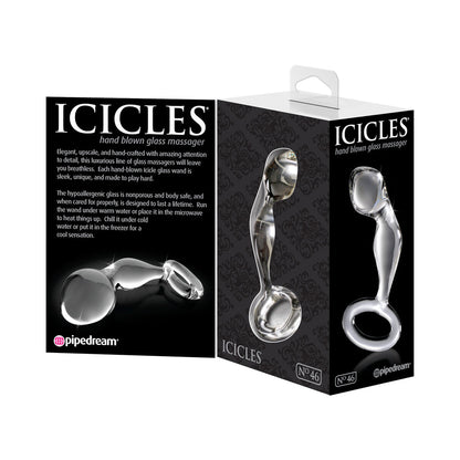 ICICLES NO. 46 GLASS PROSTATE MASSAGER 3.5 IN. CLEAR