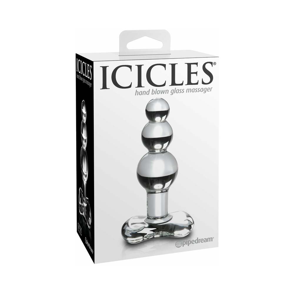 ICICLES NO. 47 BEADED 4 IN. GLASS ANAL PLUG CLEAR