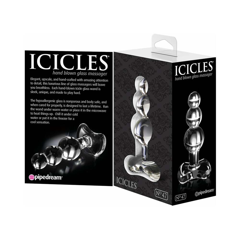ICICLES NO. 47 BEADED 4 IN. GLASS ANAL PLUG CLEAR