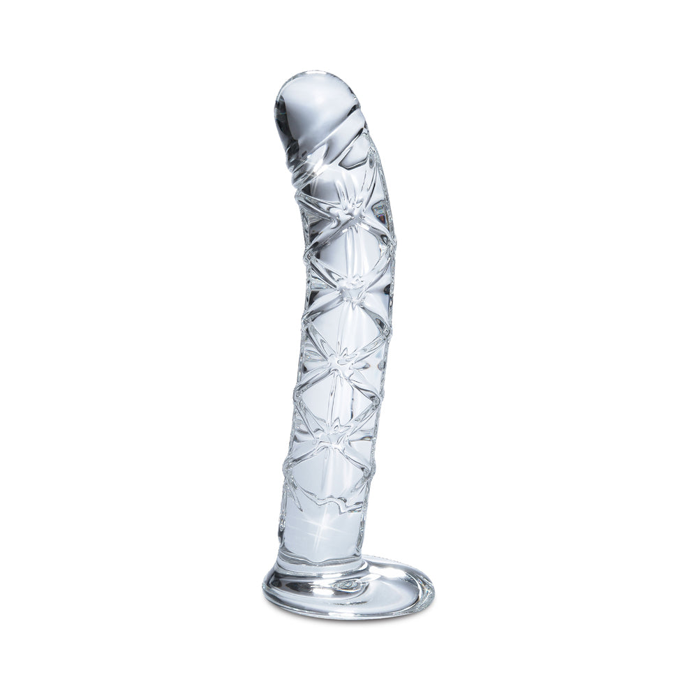 ICICLES NO. 60 CURVED RIBBED 6.5 IN. GLASS DILDO CLEAR