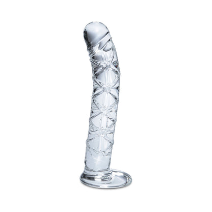 ICICLES NO. 60 CURVED RIBBED 6.5 IN. GLASS DILDO CLEAR
