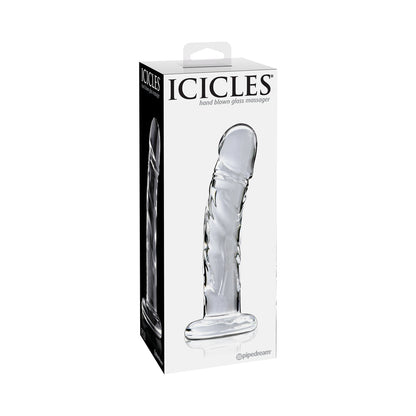 ICICLES NO. 62 CURVED REALISTIC 6.5 IN. GLASS DILDO CLEAR